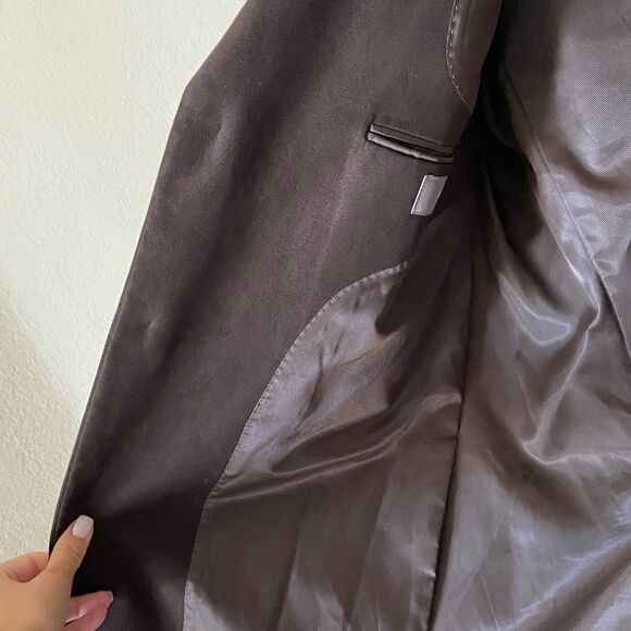 Apt 9 Notch Suede Brown Blazer Collar Faux Size 44L - Picture 8 of 9